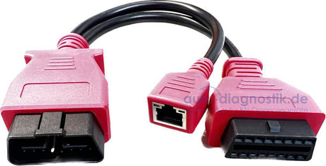 Autel Hochleistungs-Ethernet-Kabel speziell für BMW F/G Modelle, sichtbar neben einem BMW-Fahrzeug