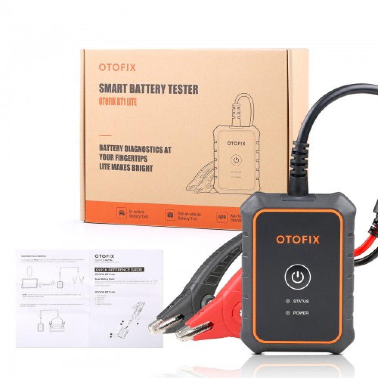 OTOFIX BT1 Lite mit Verpackung, Krokodilklemmen und Kurzanleitung