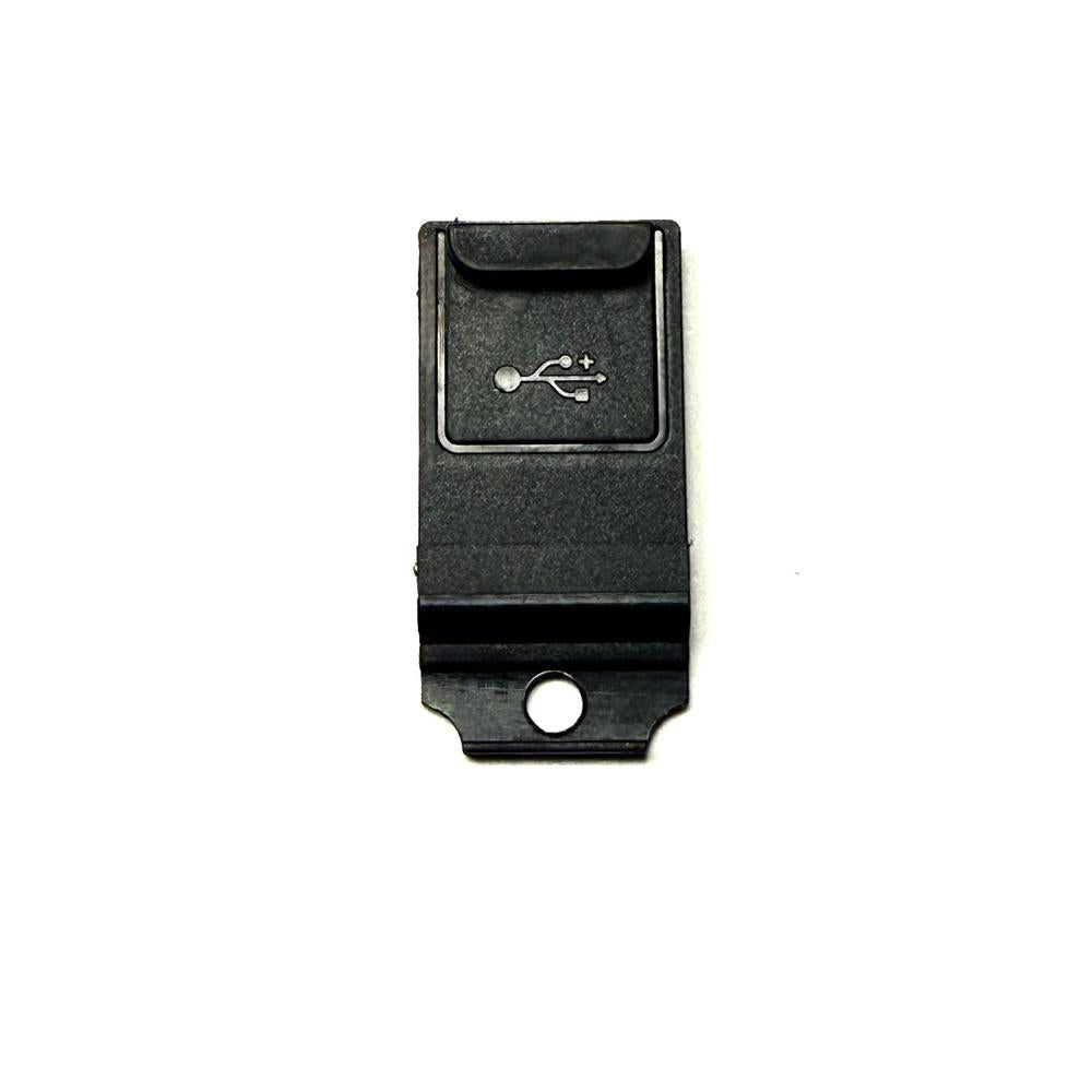 Schwarze USB-Port-Abdeckung für das Panasonic Toughbook CF-19 mit USB-Symbol und Befestigungslasche