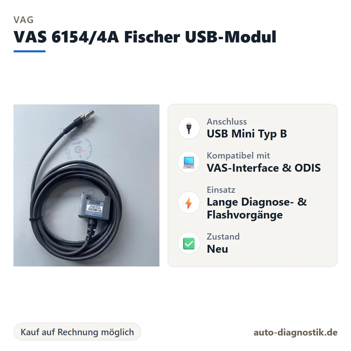 VAG VAS 6154/4A Fischer USB-Modul mit Übersicht der wichtigsten Anschlüsse