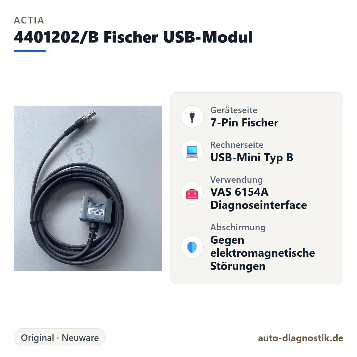 Original Actia 4401202/B Fischer USB-Modul für VAS 6154A mit Übersicht der wichtigsten Anschlüsse