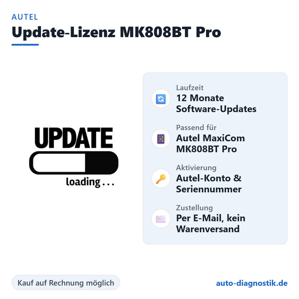Autel Update-Lizenz MK808BT Pro mit Übersicht der wichtigsten Funktionen