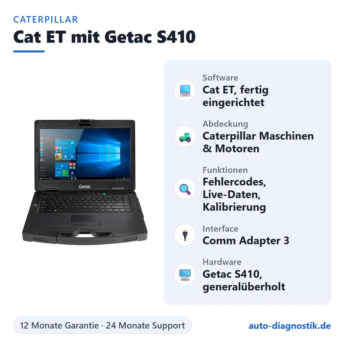 Caterpillar Cat ET Diagnosegerät mit Getac S410 – Übersicht der wichtigsten Funktionen