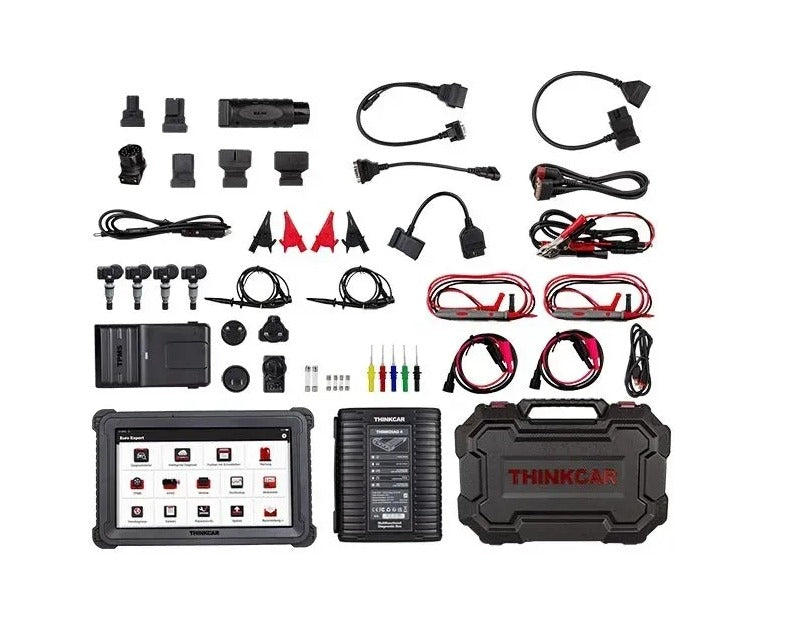 Lieferumfang des THINKCAR Thinktool Expert 3 in 1 mit Adaptern, Messleitungen, Sensoren und Zubehör