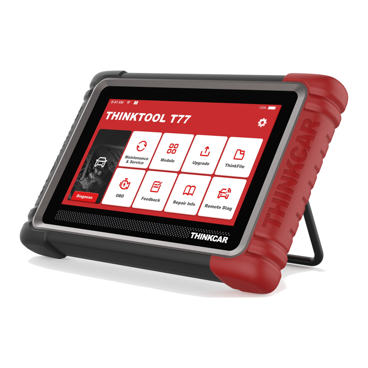 THINKCAR Thinktool T77 Diagnosetablet schräg mit ausgeklapptem Standbügel