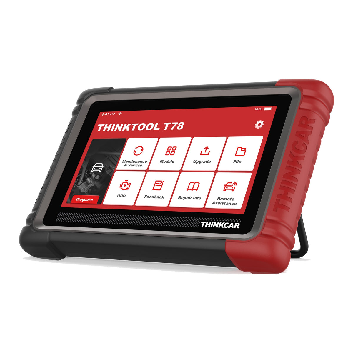 THINKCAR Thinktool T78 Diagnosetablet schräg mit ausgeklapptem Standbügel