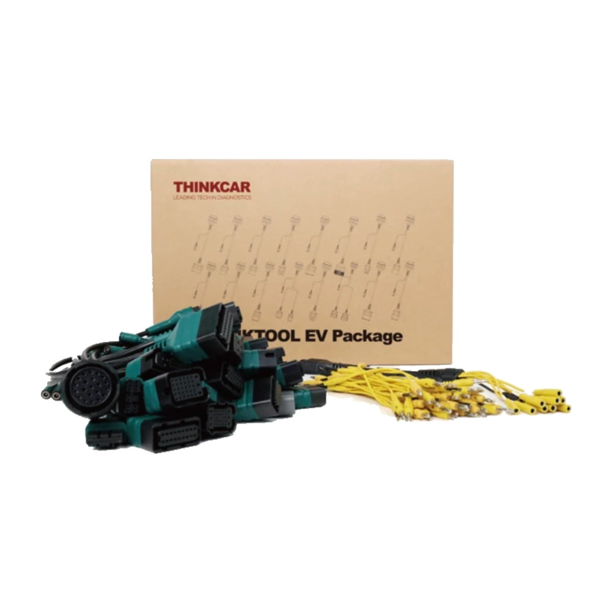 Thinkcar THINKTOOL EV Package mit Karton, EV-Adapterkabeln und gelbem Jumper-Kit
