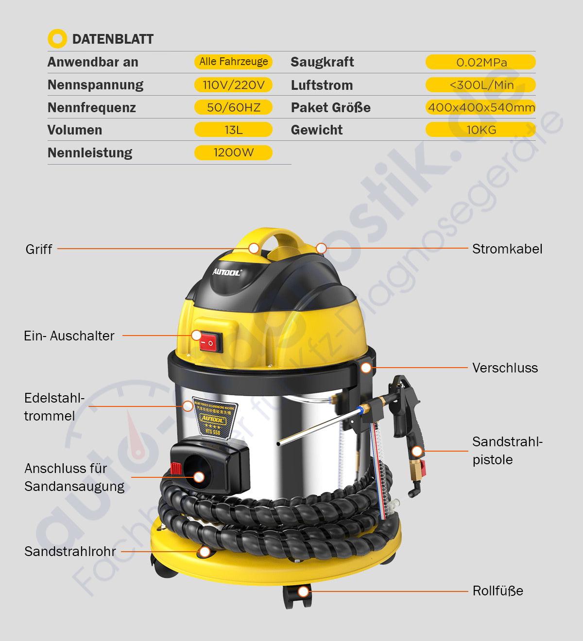 AUTOOL HTS558 Kfz Sandstrahler Reinigen Maschine Sandstrahlgerät Strahlgerät.