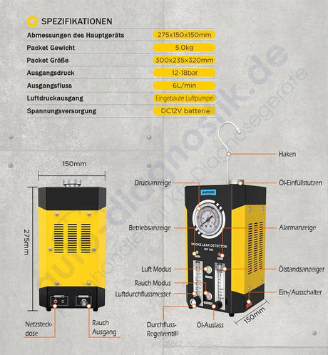 Autool SDT206 Fahrzeug Rauchleck Detektor.