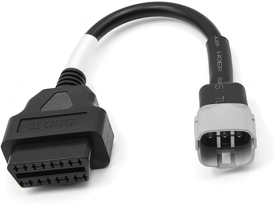 Husqvarna 6 Pin OBD1 auf OBD2 Adapterkabel mit grauem 6-poligem Motorradstecker und 16-Pin OBD2 Buchse