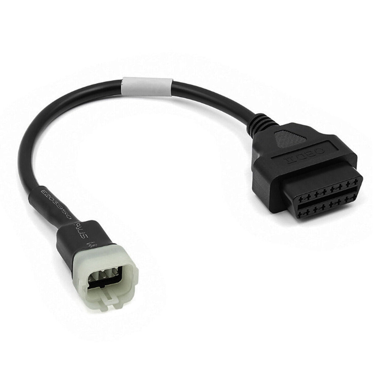 Kawasaki 6 Pin OBD1 auf OBD2 Adapterkabel mit weißem 6-poligem Motorradstecker und 16-Pin OBD2 Buchse