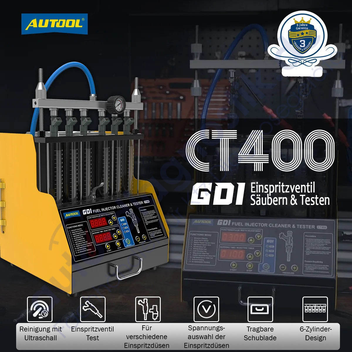 AUTOOL CT400 GDI car engine injector cleaner and tester 110V 220V
