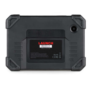 Rueckseite des LAUNCH X431 CRP919E BT mit Schutzecken, Kamera und Typenschild