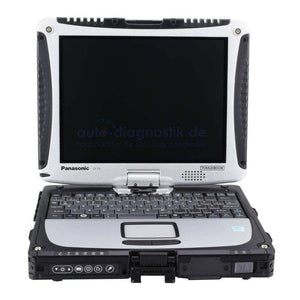 Caterpillar Diagnosegerät mit Panasonic Toughbook CF-19, aufgeklappt von vorne