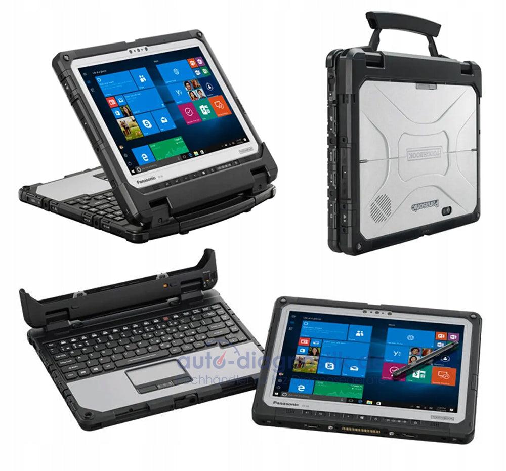 Panasonic Toughbook CF-33 in vier Ansichten als Notebook und Tablet