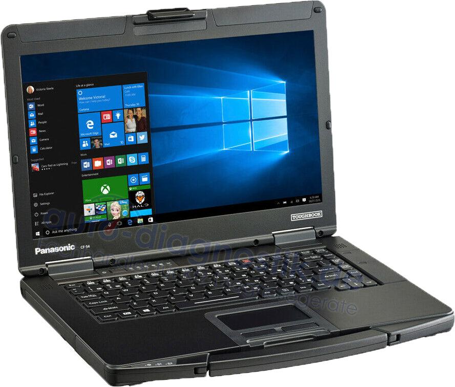 Panasonic Toughbook CF-54 schräg von vorne mit Display und Tastatur