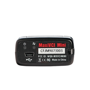 MaxiVCI Mini Unterseite mit Mini-USB-Anschluss und Status-LEDs