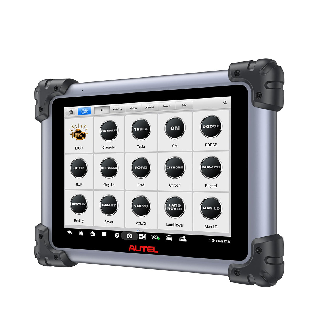 Autel MaxiSys Elite II Pro mit Fahrzeugmarken-Auswahl auf dem Display