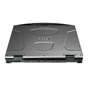 Getac S410 Semi-Rugged Notebook geschlossen mit Getac-Gehäuse und Tragegriff