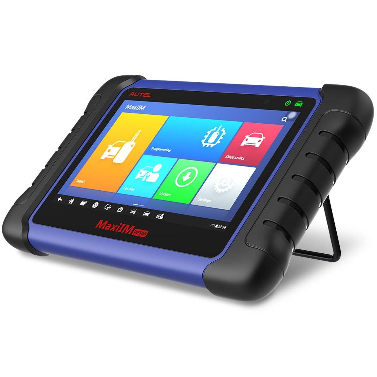Autel MaxiIM IM508S Diagnosetablet mit MaxiIM-Hauptmenü und Standfuß