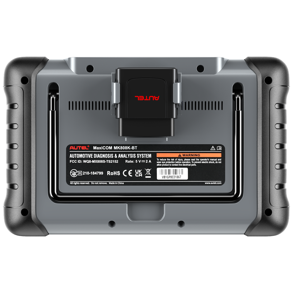 Autel MaxiCom MK808K-BT Rückseite mit angedocktem MaxiVCI Mini