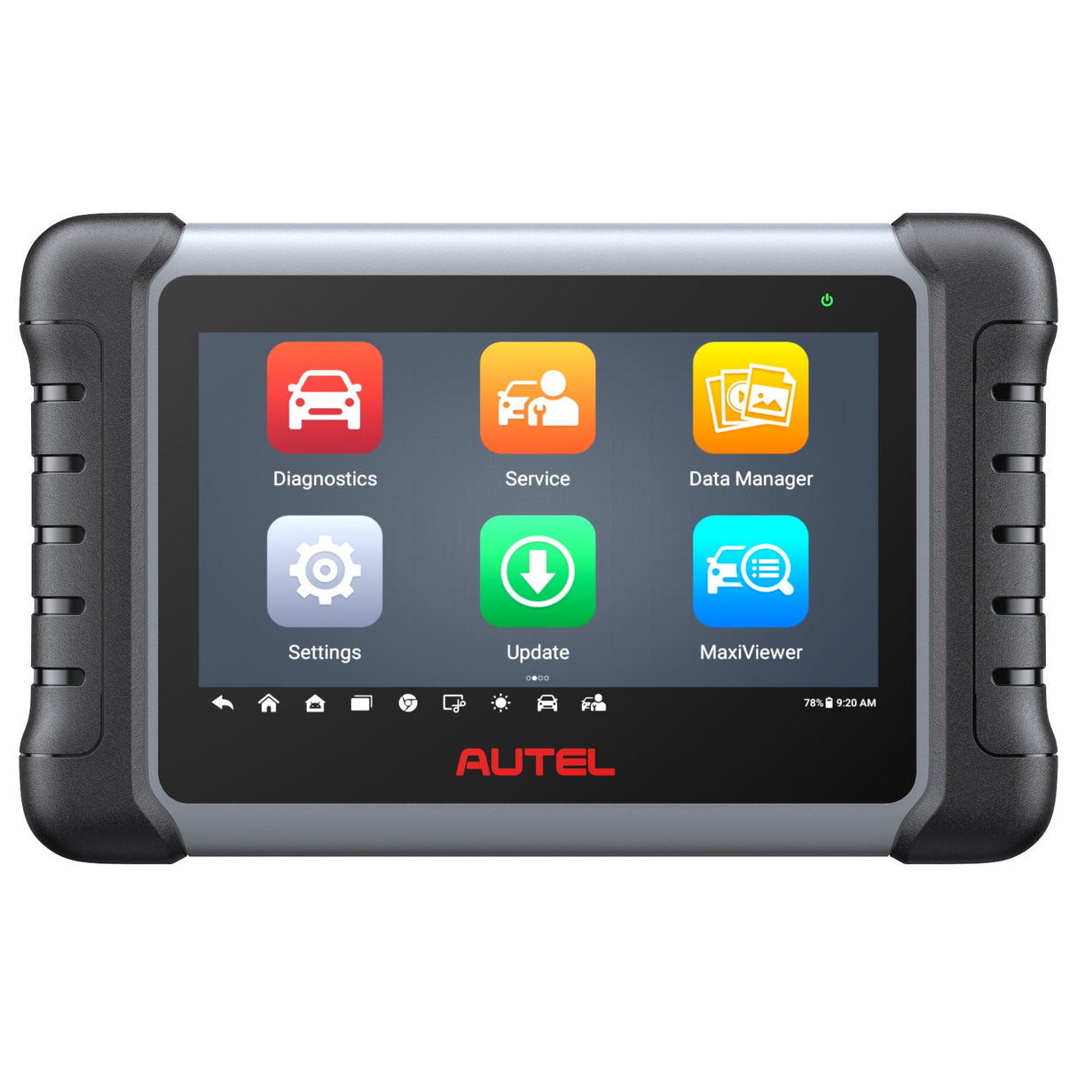 Autel MaxiCom MK808S Frontansicht mit Diagnose- und Service-Menü