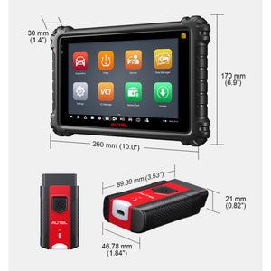 Autel MaxiCom MK906 Pro-TS Abmessungen von Tablet und MaxiVCI V200