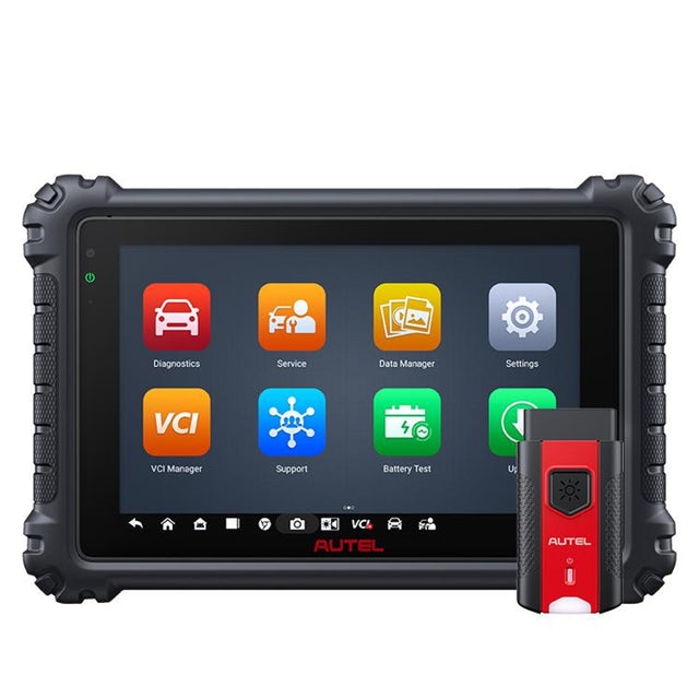 Autel MaxiCom MK906 Pro Diagnosetablet mit Hauptmenü und MaxiVCI V200