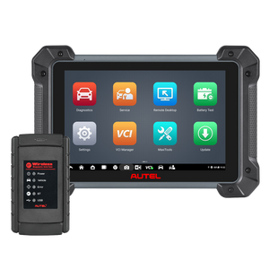 Autel MaxiCom MK908 II Diagnosetablet mit Hauptmenü und Bluetooth-Diagnoseinterface