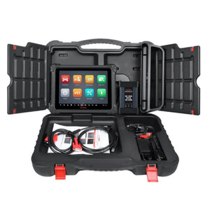 Autel MaxiCom MK Ultra Lite geöffneter Kunststoff-Koffer mit Tablet, Interface und Kabeln