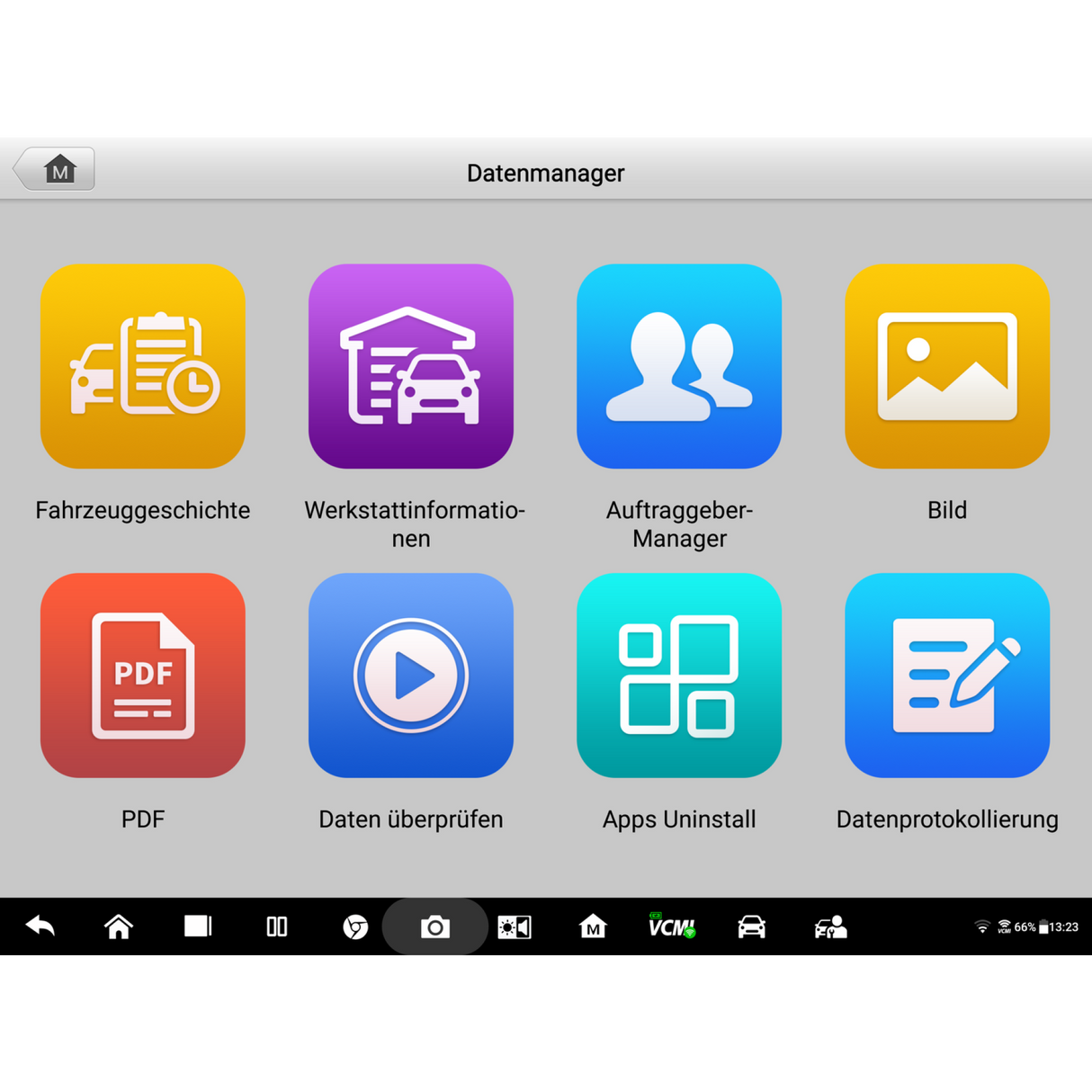 Autel MaxiSys MS909 Datenmanager mit Fahrzeuggeschichte und Werkstattinformationen