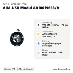 Original ACTIA AIM-USB Modul AR10019663/A mit Übersicht der wichtigsten Eigenschaften