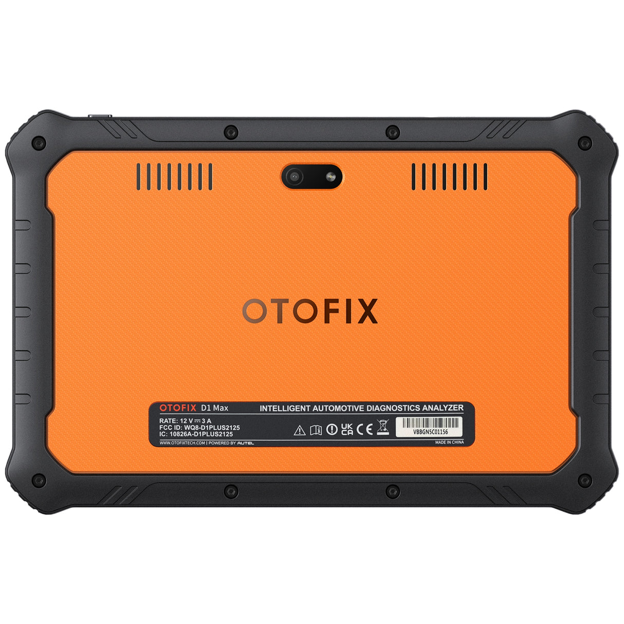 OTOFIX D1 Max 2 Rückseite mit orangefarbenem Gehäuse, Kamera und Typenschild