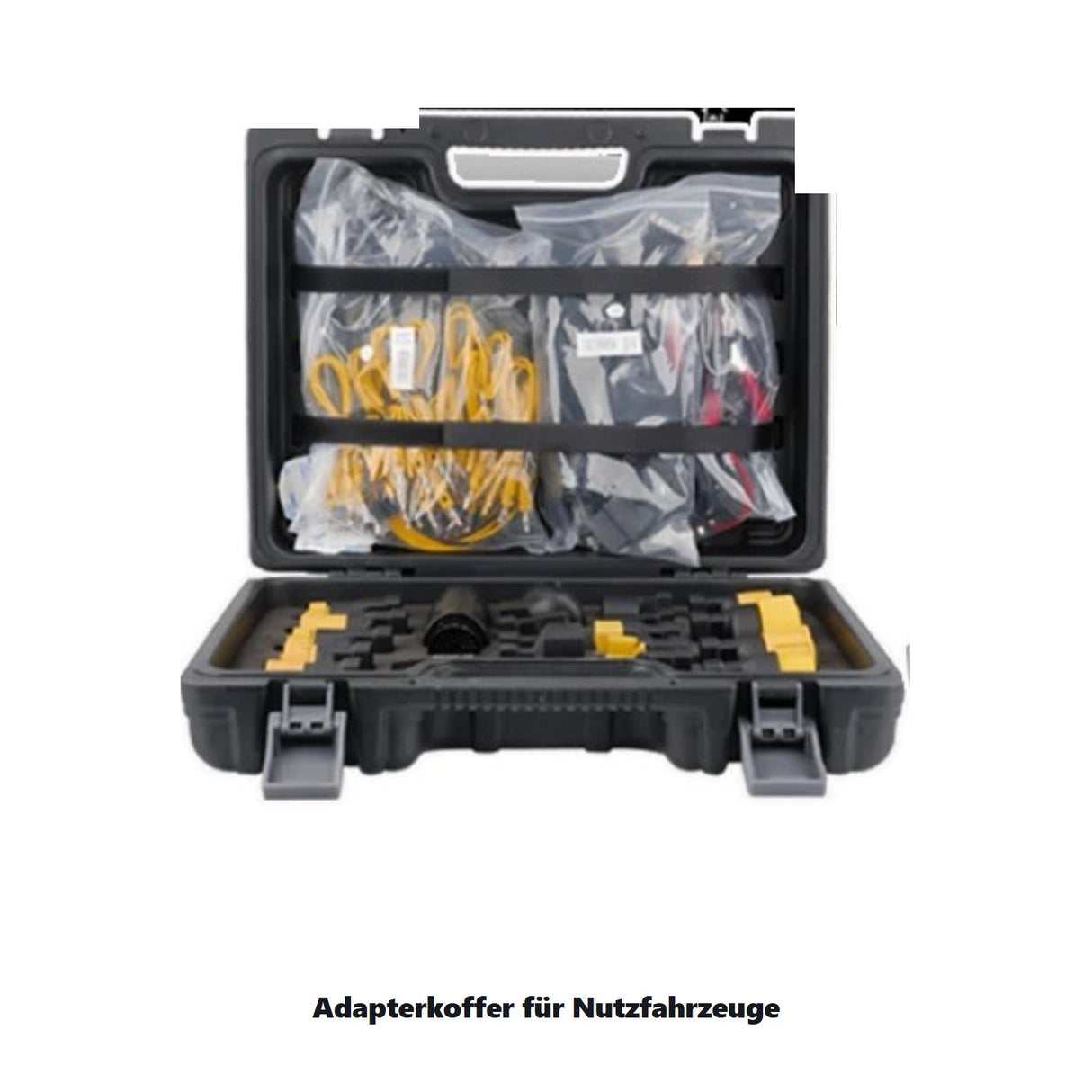 Adapterkoffer fuer Nutzfahrzeuge mit Diagnoseadaptern, Pruefleitungen und Bruecken