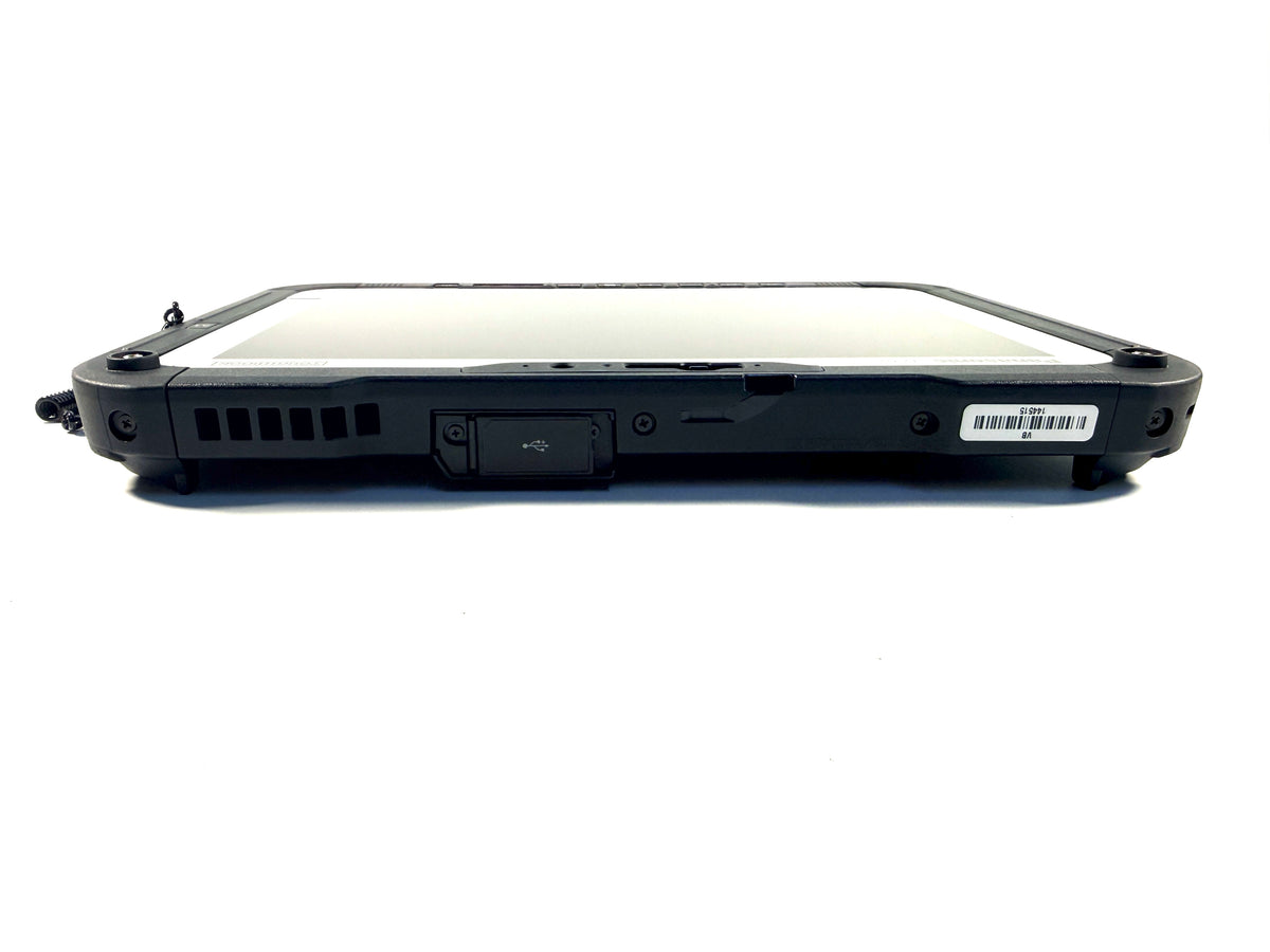 Panasonic Toughbook FZ-G2 – Seitenansicht mit geschütztem USB-Anschluss und Lüftungsschlitzen