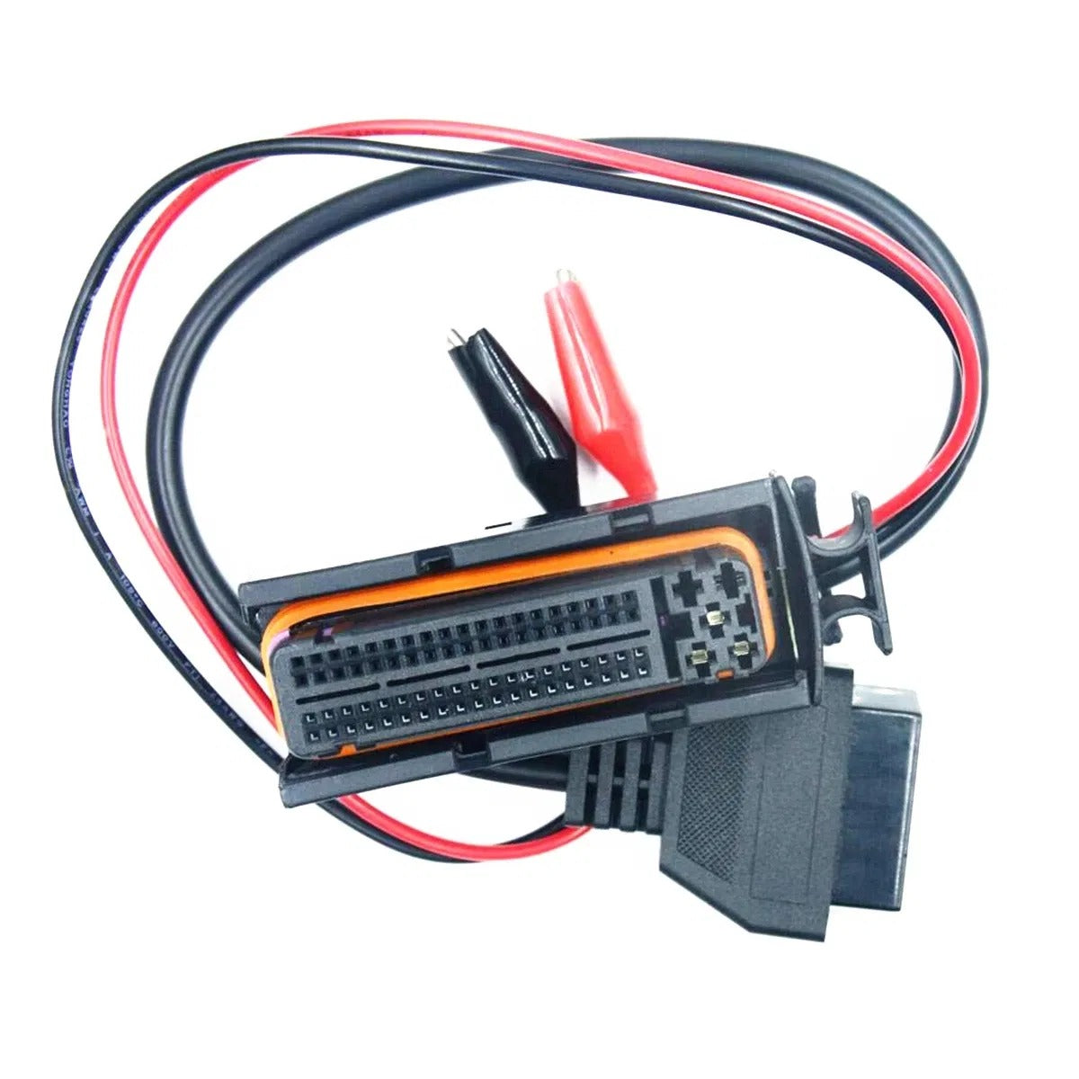 M7ECU Adapterkabel mit 81-poligem Steuergeraetestecker, Krokodilklemmen fuer die 12-Volt-Versorgung und 16-Pin OBD2 Buchse