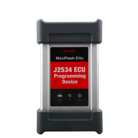 Autel MaxiFlash Elite J2534 Pass-Thru-Interface für ECU-Programmierung, Frontansicht mit Status-LEDs