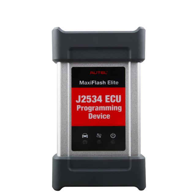 Autel MaxiFlash Elite J2534 Pass-Thru-Interface für ECU-Programmierung, Frontansicht mit Status-LEDs