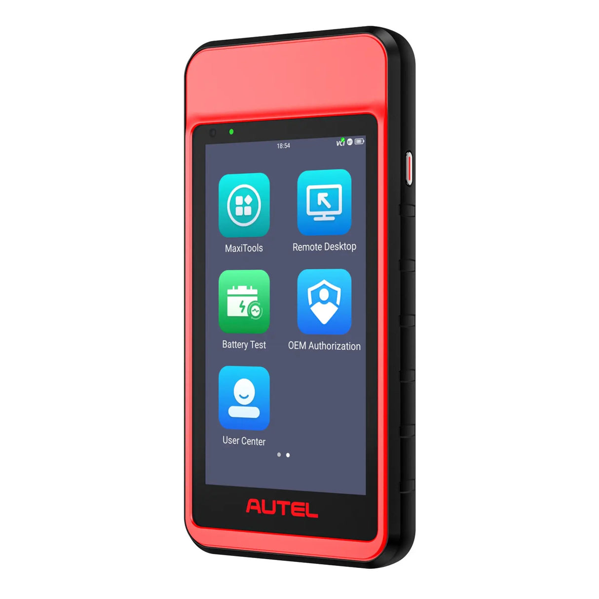 Autel MaxiDiag MD909 Pro Seitenansicht mit MaxiTools- und Batterietest-Menü