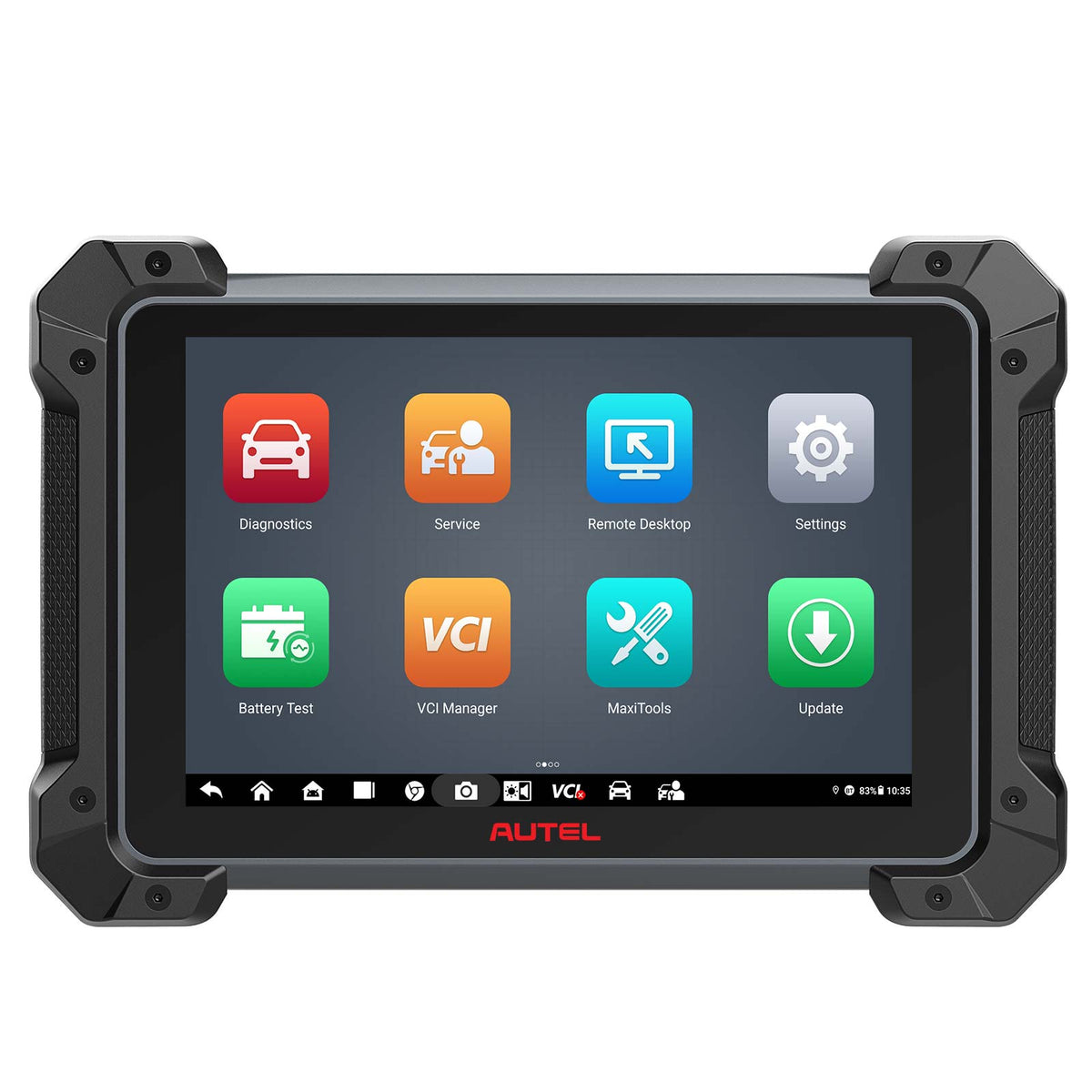 Autel MaxiCom MK908 Pro II 10,1-Zoll-Diagnosetablet Frontansicht mit Hauptmenü