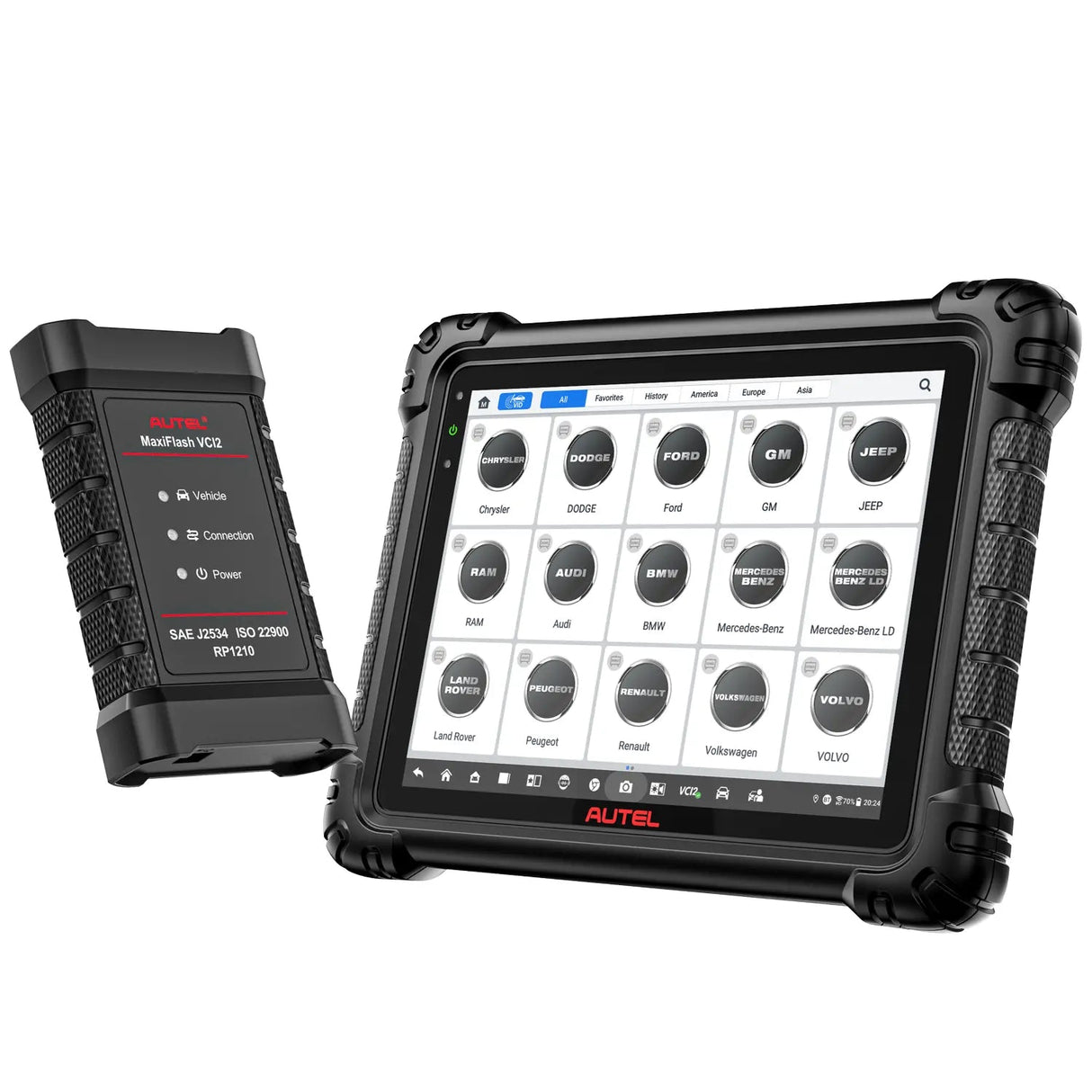Autel MaxiSys MS909 S2 mit Fahrzeugmarken-Auswahl und MaxiFlash VCI2