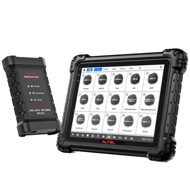 Autel MaxiSys MS909 S2 mit Fahrzeugmarken-Auswahl und MaxiFlash VCI2