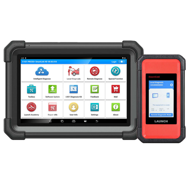 LAUNCH X431 PRO3S+ SmartLink HD Diagnose-Tablet mit SmartLink C Interface vor weissem Hintergrund