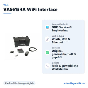 VAG VAS6154A WiFi Diagnoseinterface mit Übersicht der wichtigsten Funktionen