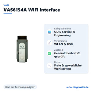 VAG VAS6154A WiFi Diagnoseinterface mit Übersicht der wichtigsten Funktionen