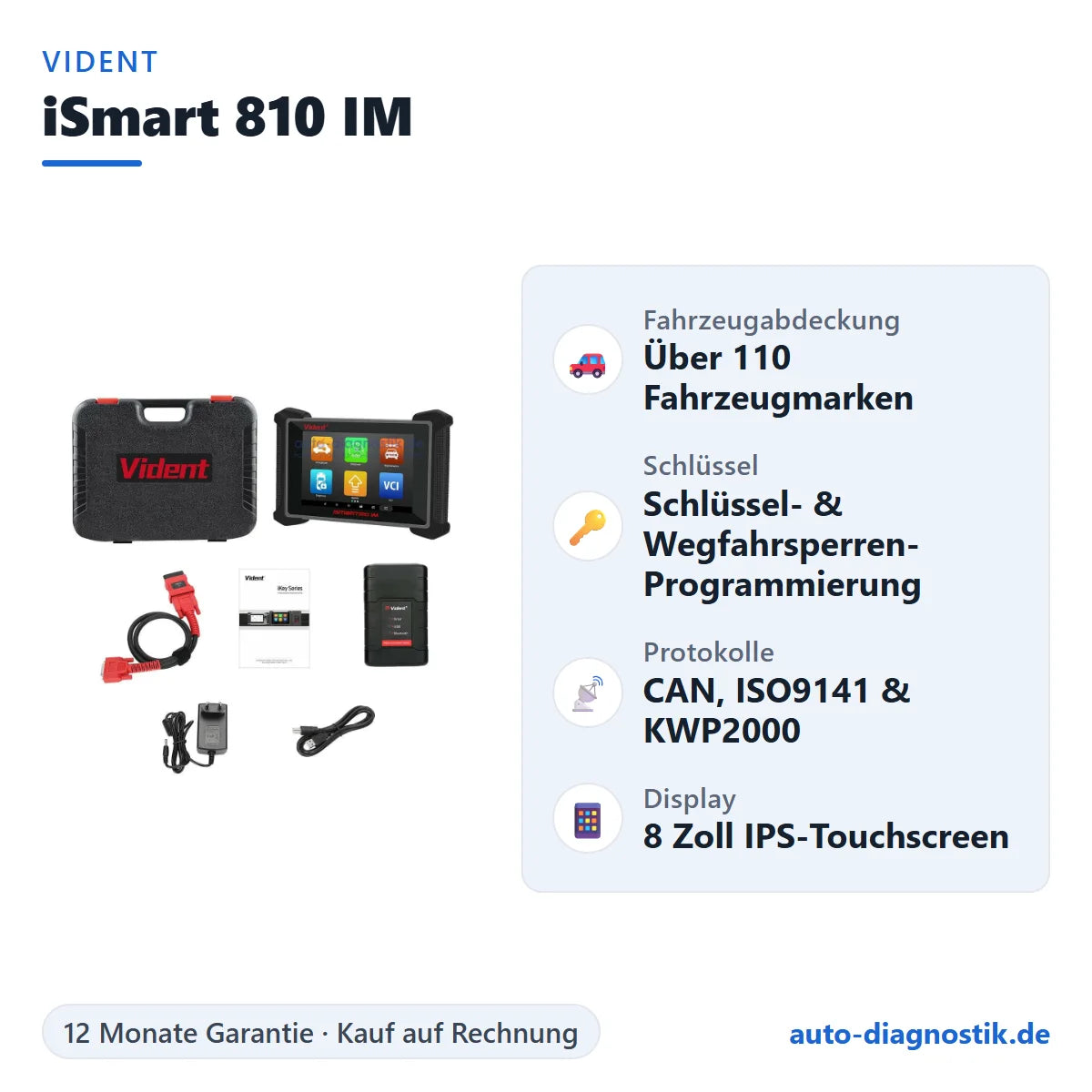 Vident iSmart 810 IM mit Übersicht der wichtigsten Funktionen