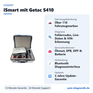 Vident iSmart Diagnosegerät mit Getac S410 mit Übersicht der wichtigsten Funktionen