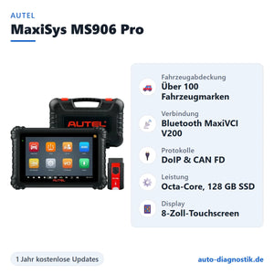 Autel MaxiSys MS906 Pro mit Übersicht der wichtigsten Funktionen
