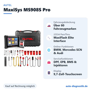 Autel MaxiSys MS908S Pro mit Übersicht der wichtigsten Funktionen