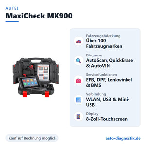 Autel MaxiCheck MX900 mit Übersicht der wichtigsten Funktionen